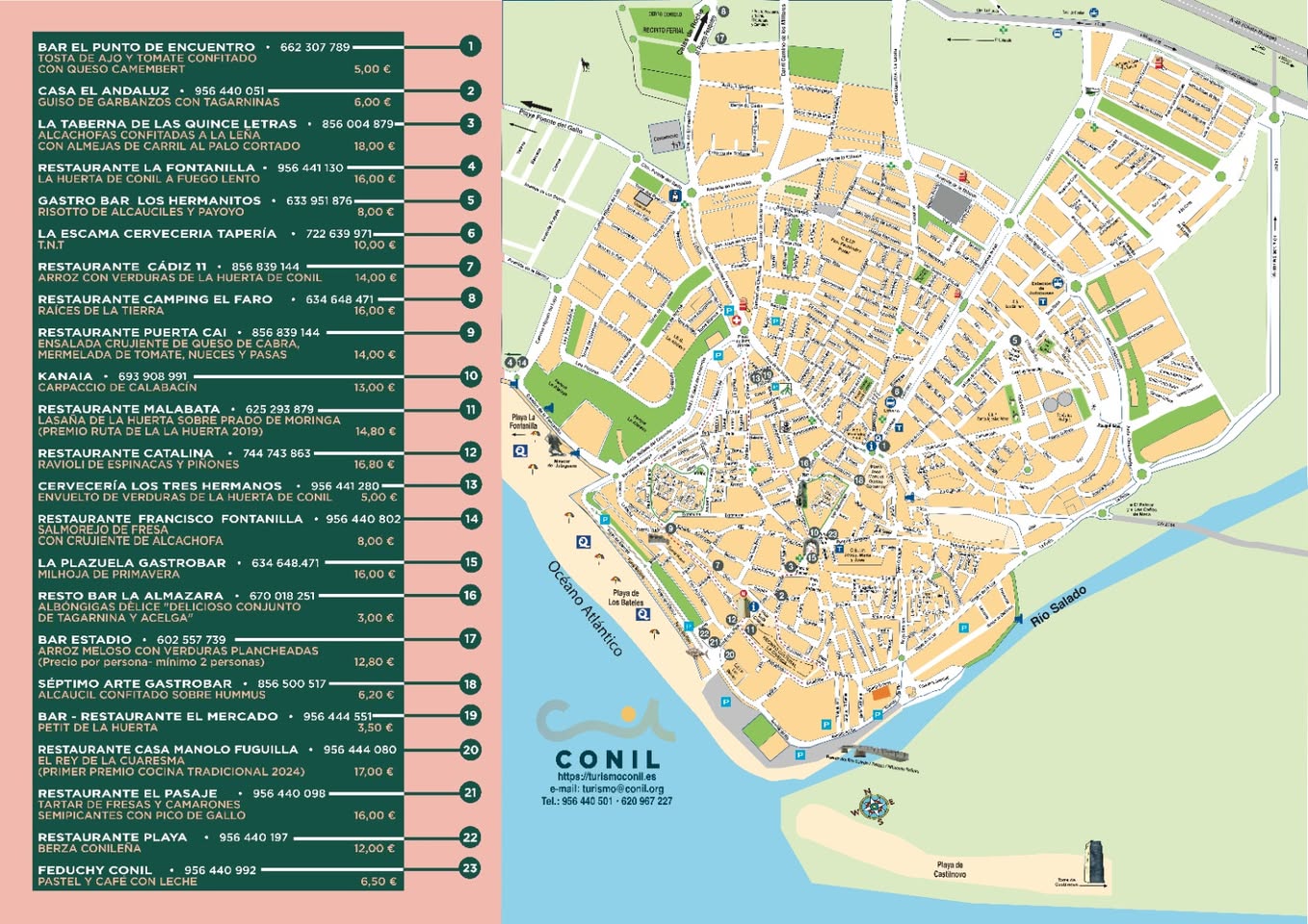 Restaurantes participantes en la Ruta de la Huerta de Conil 2026 y mapa de localizaciones