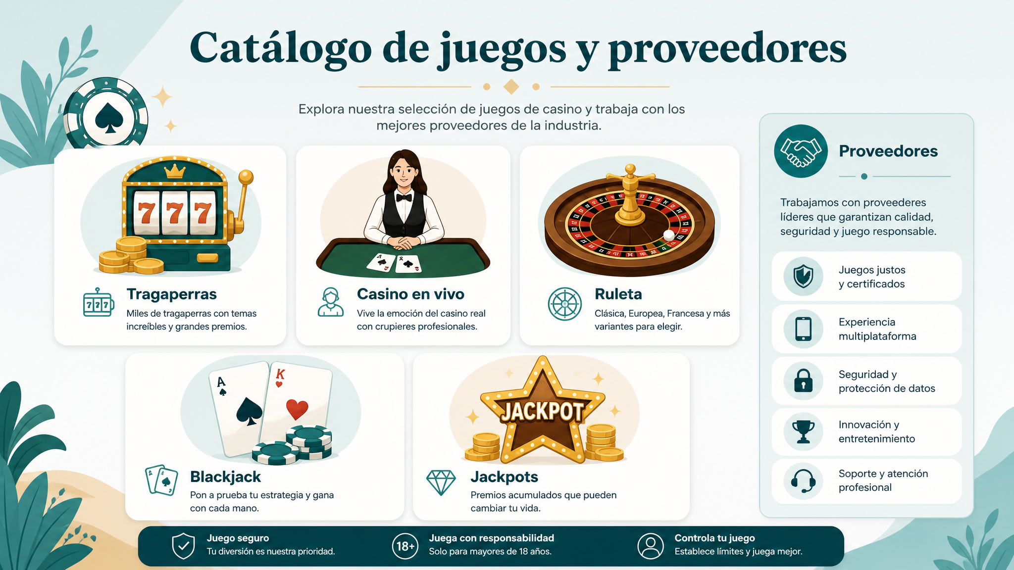 Catálogo de juegos y proveedores en los casinos nuevos